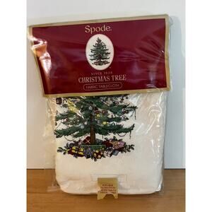 Spode Christmas Tree Santa Cotton Blend Rectangle Oblong Tablecloth 60 x 84”